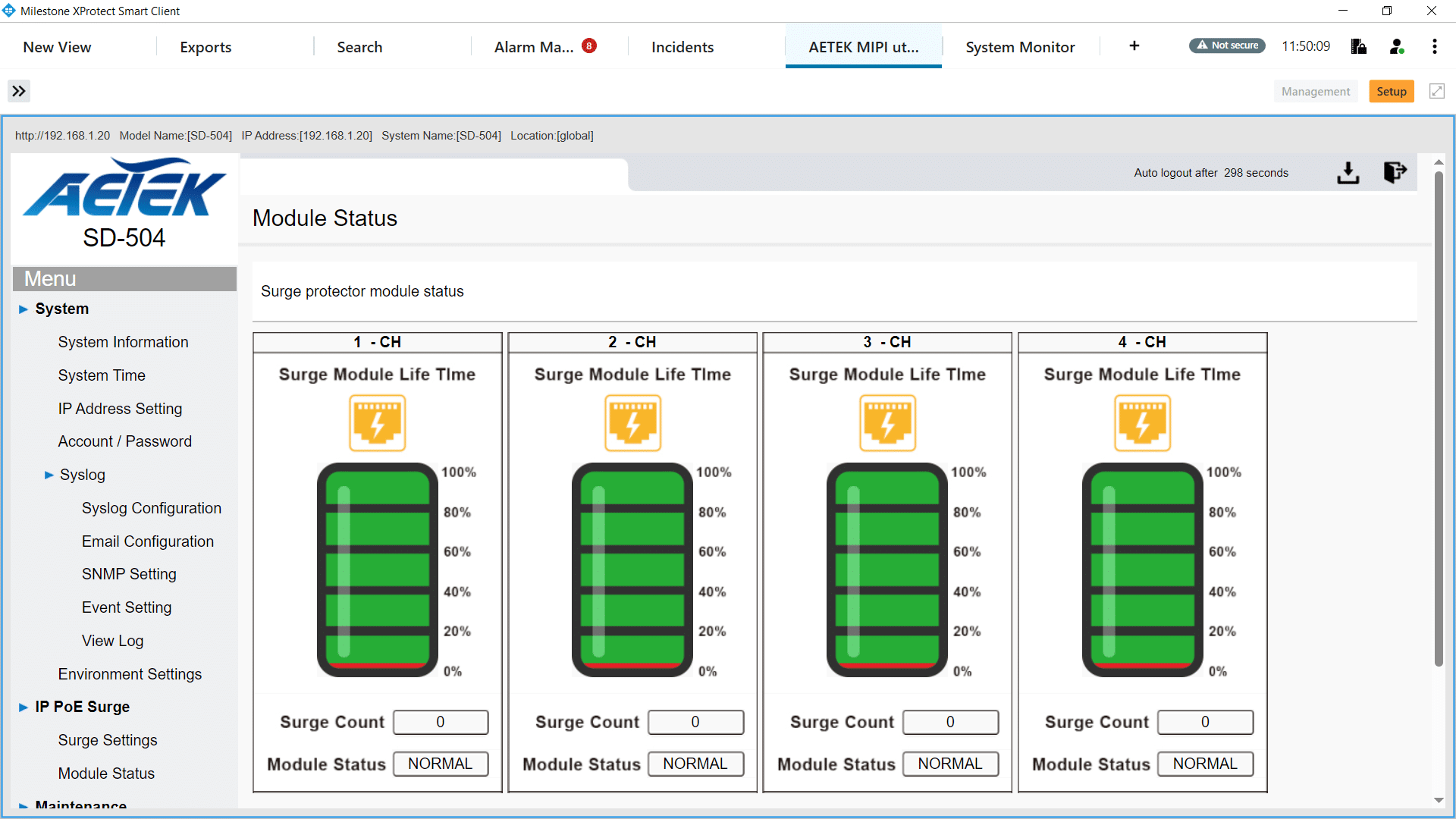 Aetek monitoring Xprotect milestone